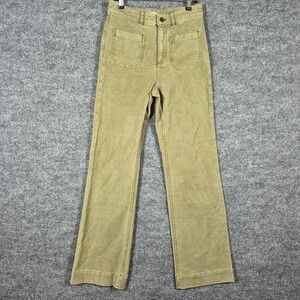 Faherty‎ Stretch Terry Wide Leg Utility Pant in Military Olive Women's 26